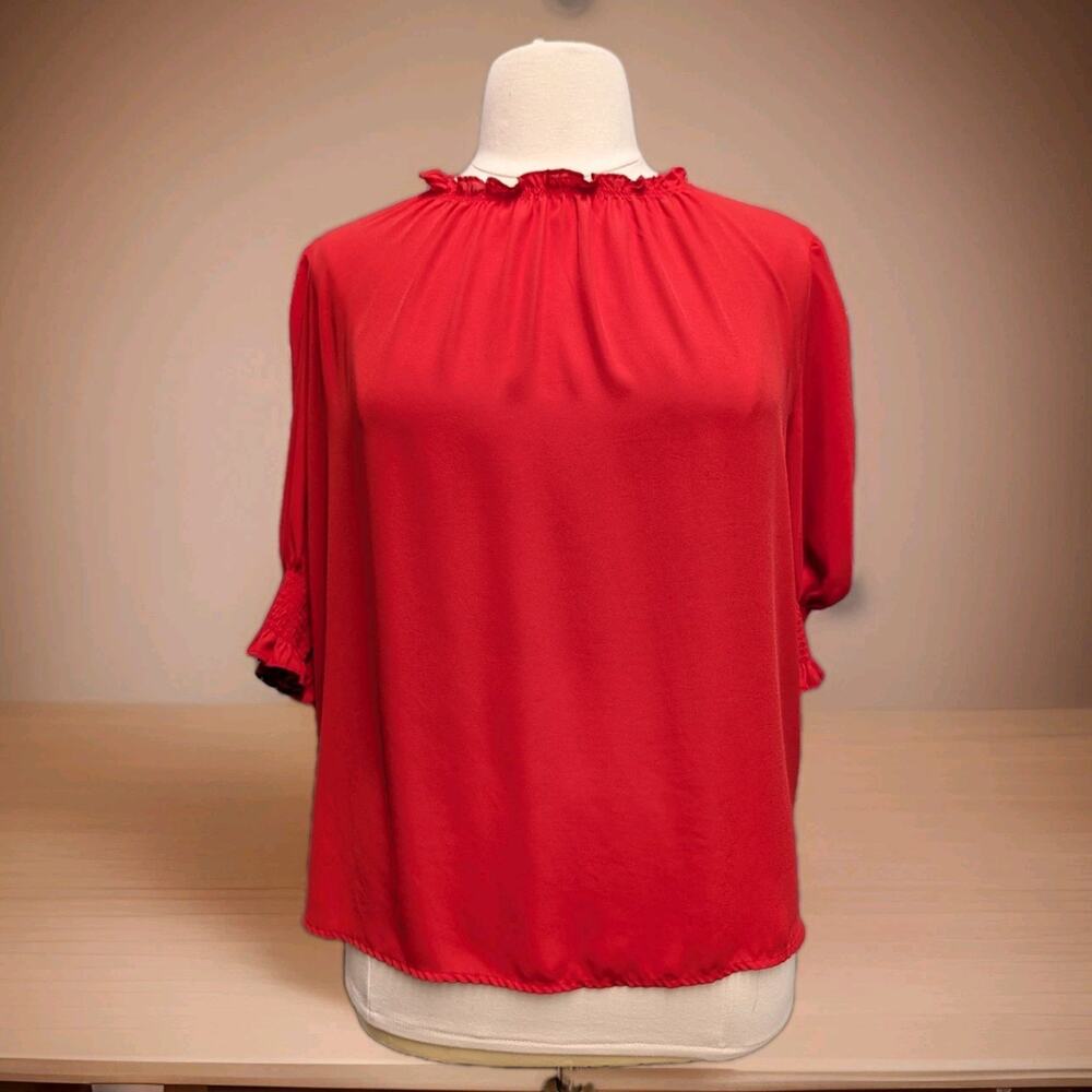 Who What Wear Puff Elbow Sleeve Blouse Size XXL Christmas Red